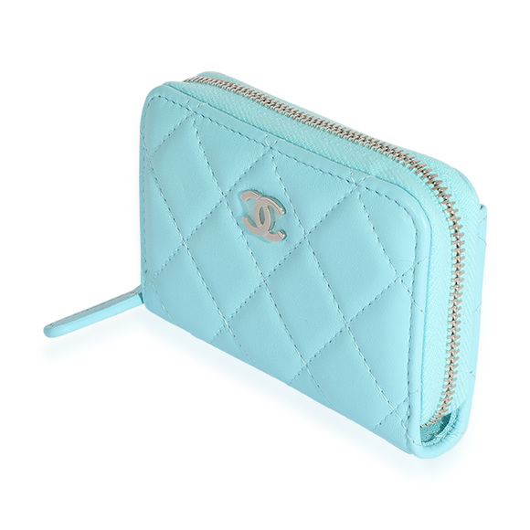 Chanel Light Blue Quilted Lambskin Zippy Card Holder Wallet - Picture 4 of 6